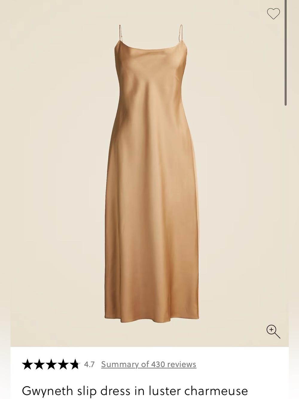 Gwyneth Slip Midi Dress in luster charmeuse